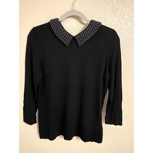 RSVP by Talbots Pearl Embellished Black Sweater